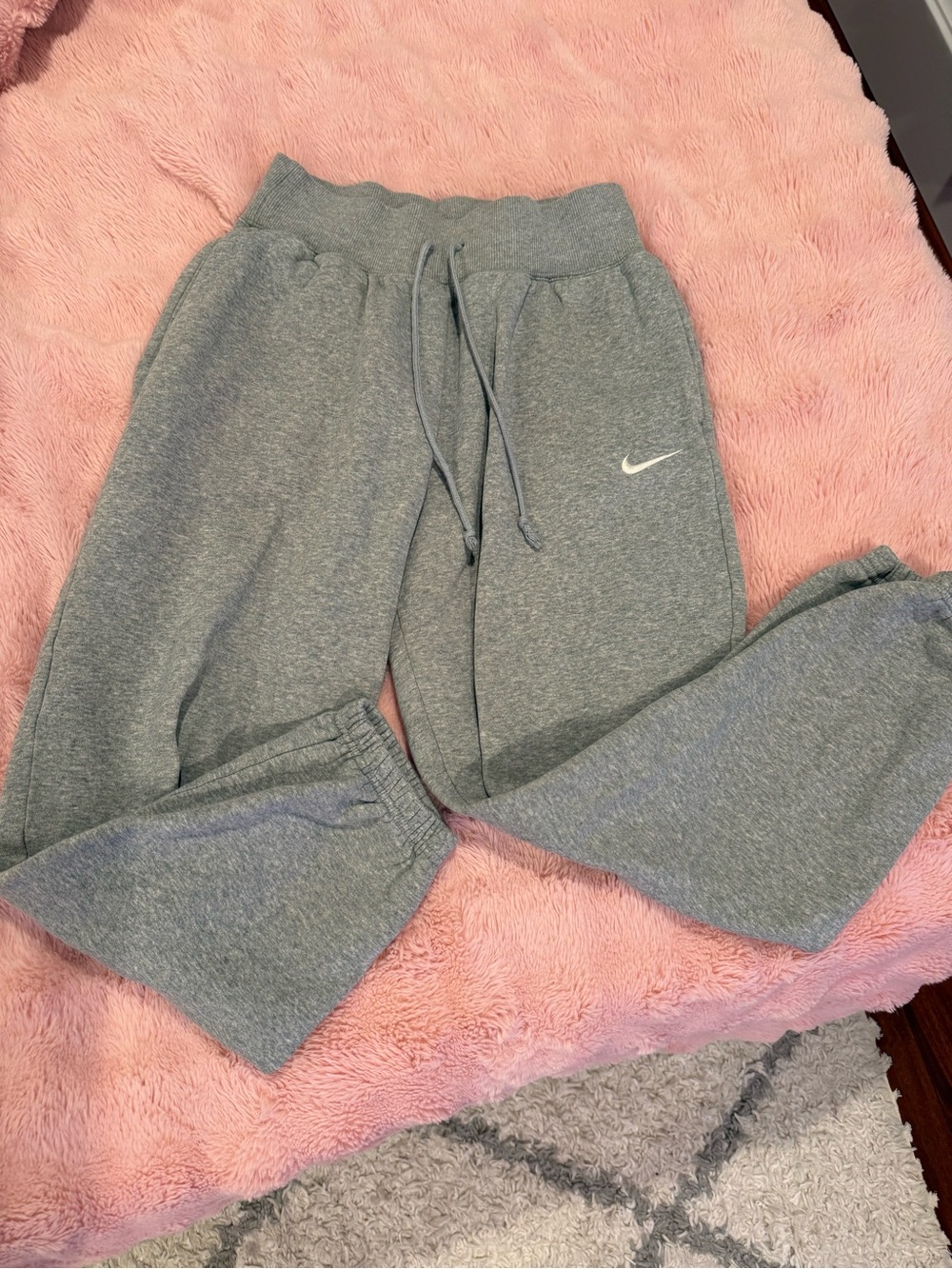 Nike Gray Drawstring Joggers with White Swoosh
